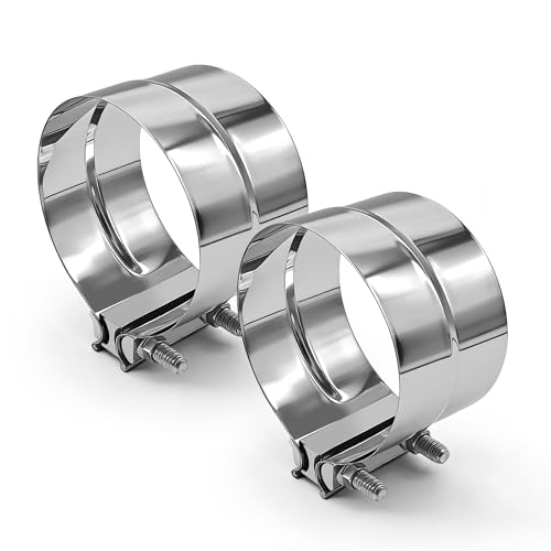 SKYMIRO 5 Inch Exhaust Clamp Stainless Steel 304 Lap Joint Band Clamp For 5 Od To 5 Id Exhaust Pipe Muffler Elbow Exhaust Tubing Connection Catalytic Converters (2PCS)