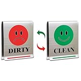 Schild mit Aufschrift "Dishwasher Clean Dirty", magnetfrei, Edelstahl-Innenanzeige, wendbares Schild zum Aufhängen in der Spülmaschine