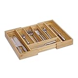 Relaxdays Bandeja para Cubiertos, bambú, marrón