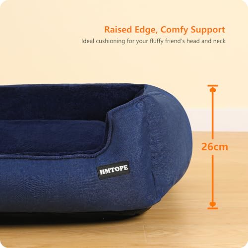 HMTOPE Hundebett, Hundesofa, Hundekissen, Hundekörbchen Abnehmbar und waschbar, Navyblau, 110 x 86 x 26 cm