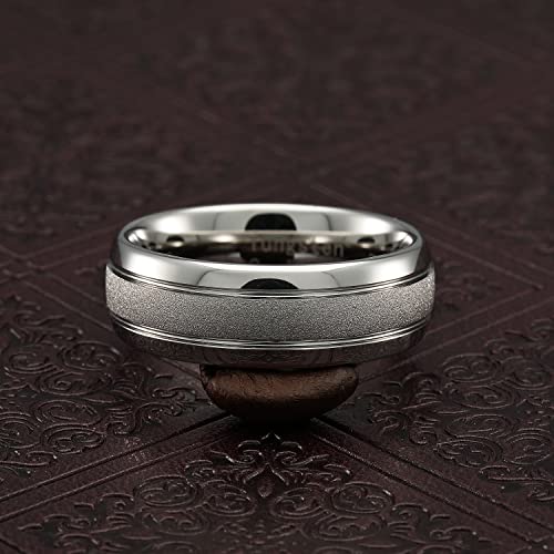 100S JEWELRY White Gold Tungsten Rings For Men Women Wedding Band SandBlasted Finish Dome Edge Sizes 6-164