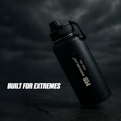Image of MuscleBlaze Stainless Steel Vacuum Insulated Water Bottle (Black, 1L)