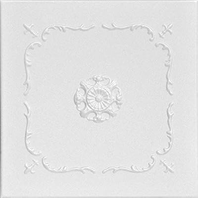 À LA MAISON CEILINGS R43 Bourbon Street Foam Glue-up Ceiling Tile (21.6 sq. ft./Case), Pack of 8, Plain White