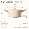 CAROTE 5 Qt Nonstick Stock Pot with Lid Soup Pot, Ceramic 5 Quart Casserole with Lid, Easy to Clean Non Stick Cooking Pot Cookware PFOA Free, Ceramic Oatmeal #1
