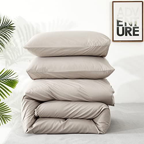 Wellboo Beige Comforters Queen Size Solid Light Brown Bedding Comforter Sets Cotton Plain Dark Khaki Warm Blankets Women Men Modern Taupe Quilts Soft Durable Tan Solid Color Comforters Health Cozy Bed #TOP5
