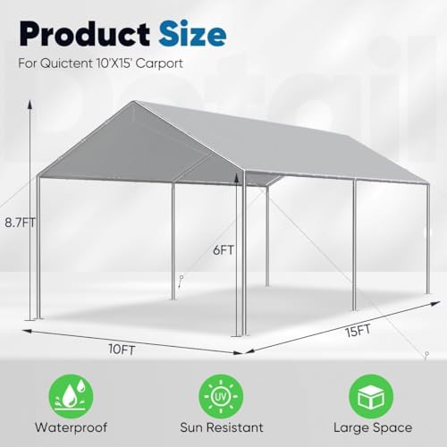 Quictent 1113S-GY 10X15 Ft Heavy Duty Car Canopy Galvanized Frame Carport Outdoor Party Tent Boat Shelter thumb #6