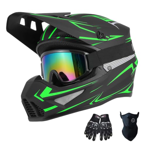 TTMiku Green Adult Dirt Bike ATV Motocross Helmet DOT Approved Medium by TTMiku - Used condition - US$59.55