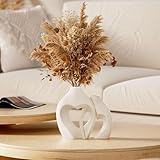 Zormon White Vases for Decor, Heart Shaped Ceramic Vase Set of 2, Nordic Heart Shaped Vases, Minimalist Decorative Vase for Table Centerpiece Wedding Dining Living Room Office House Decoration