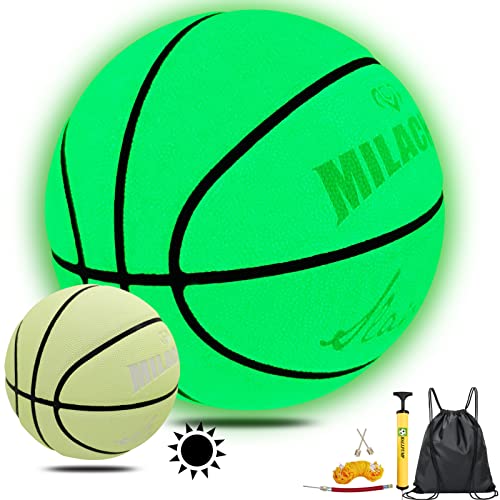 MILACHIC Basketballs Glow in the Dark Basketball Ball, Holographic Glowing Basketballs Size...