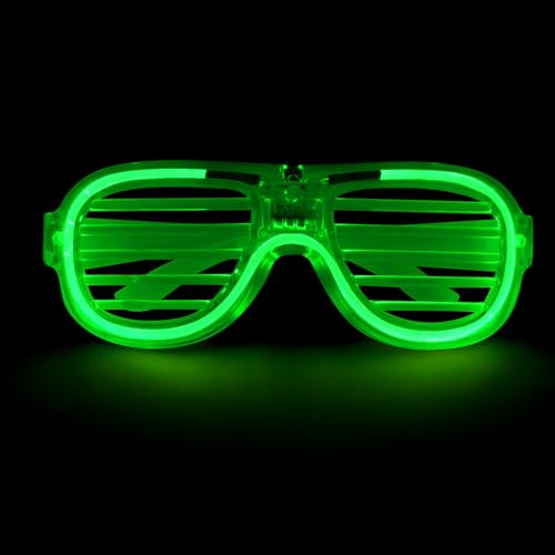 FACHOI Neon Party Glasses Light Up Glasses Plastic LED Shutter Glasses for Birthday Graduation Concer 80s 90s Discos Glow in the Dark Party Supplies for Neon Party Decorations F4-FGYJ (GREEN)