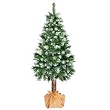 SPRINGOS Árbol de Navidad de 220 cm, Pino de Diamante con Tronco Natural