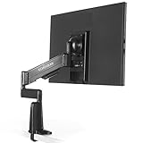 ECHOGEAR Premium Monitor Desk Stand with Fully Adjustable Gas Spring Arm - Wobble & Droop-Free Clamp Design - Control Tilt, Pan, Extension & Height Without Tools for Comfortable Gaming & Work