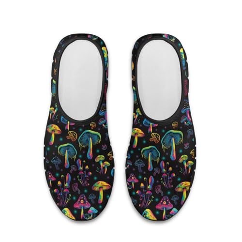 Howilath Hummingbird & Mushroom Slip on Shoes Women Casual Sport Shoes No Laces Running Sneakers with EVA Sole