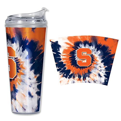 Image of Rico Industries NCAA Glitter 24oz Acrylic Glitter Tumbler with Hinged Lid, Officially Licensed Double Wall Tumbler with Straw