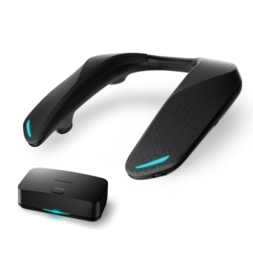 Panasonic SC-GNW10 Wireless Neck Speaker, Gaming Speaker with AI Noise Cancelling Mic, 2.4GHz Low Latency, 4ch Surround Sound, USB-C Charging, PC/PS4/PS5/Switch, Black Panasonic SC-GNW10 Wireless Neck Speaker, Gaming Speaker with AI Noise Cancelling Mic, 2.4GHz Low Latency, 4ch Surround Sound, USB-C Charging, PC/PS4/PS5/Switch, Black
