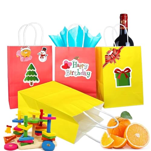Image of DCGPAC Blue Paper Bag, Shopping Carry, Bags, Kraft Paper with Handle Bag, Ecofriendly Flexible Multipurpose Storage & Carry Bag (9.75x9x4 inch) Pack of 50 Pcs