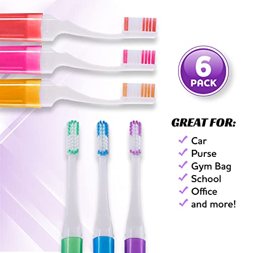 Lingito Travel Toothbrushes, Mini Toothbrush With Toothbrush Cover, Camping Toothbrush, Travel Size Toothbrush With Toothbrush Case Portable Toothbrush, Adults Travel Toothbrush Kit (Adult, 6) #TOP4