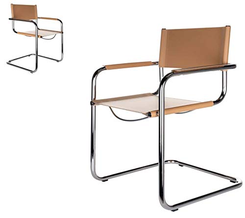 2X Denver Freischwinger Klassiker Besucherstuhl Leder Natur