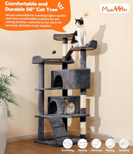 Torre para gatos de 56 pulgadas MADE 4 PETS gris miniatura 2