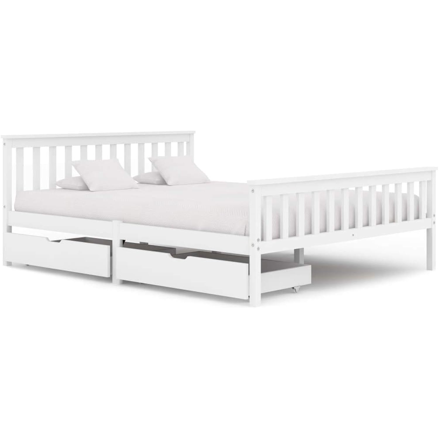 BIGTO Bettgestell mit 2 Schubladen Kiefer Massivholz Bett