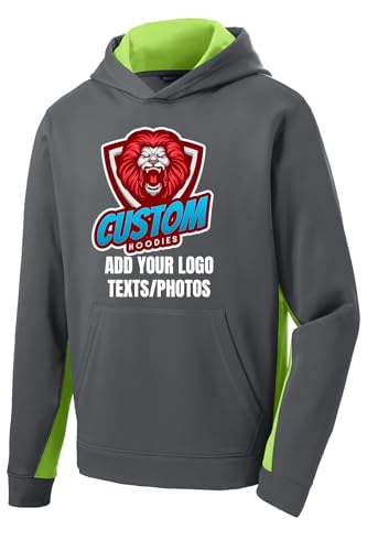 INK STITCH Youth Yst235 Sport-wick Poly Cool Dry Color block Fleece Hoodies Sweatshirts2