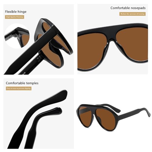 Oversized Retro Aviator Sunglasses Womens Mens, Aviator Sunglasses for Women, Retro Aviator Polarized Sunglasses for Women Men Classic UV400 Oversized Aviators, Black4