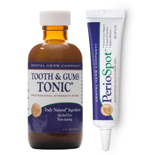 Dental Herb Company - Mouth Sore and Gum Care Kit - Soothes and relieves discomfort associated with Canker sores and Gum Irritation - Truly Natural. 2 oz. Mouthrinse - 0.5 oz. PerioSpot