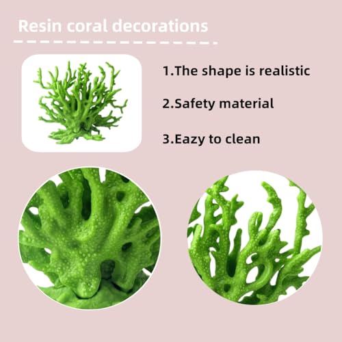 Image of Green Aquarium Coral Fish Tank Decorations Aquarium Landscape | Realistic coral aquarium decoration, 5.9 inch x 4.7 inch , suitable for fish, works for freshwater /saltwater tanks, easy to clean
