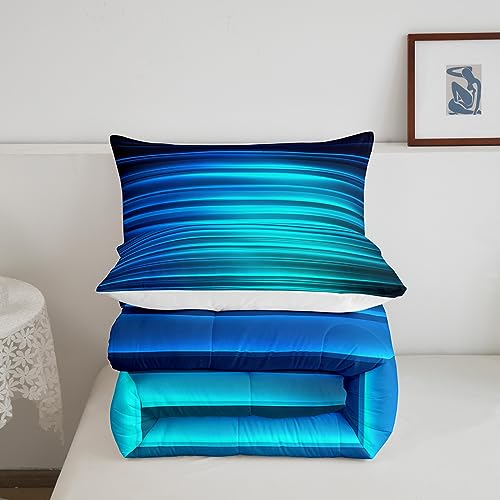 Image of Feelyou Blue Black Gradient Comforter King Size, Abstract Ombre Comforter for Kids Toddler Geometric Abstract Ombre Bedding Set Gradient Contemporary Duvet Set Lightweight Quilt Set