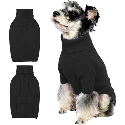 Image of Turtleneck Dog Sweater,Thermal Knitted Sweater for Small Dogs Girl Boy, M | 4-Way Stretchy Fit, Cozy & Warm Pullover Clothes for Fall Winter, Indoor & Outdoor Knitwear, Fit for Frenchie, Dachshund