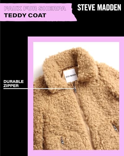 Steve Madden Girls' Jacket – Zip Up Sherpa Fleece Sweatshirt Jacket – Casual Teddy Coat for Girls (4-16)3
