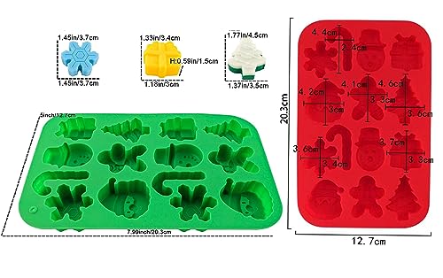 Bamutu Christmas Theme Silicone Mold 2Pcs-14Cavitives Gingerbread Man Candy Cane Snowman Christmas Tree Snowflake Santa Clause Presents Chocolate Silicone Molds For Candy Soap Jelly Ice Cube Tray thumb #1