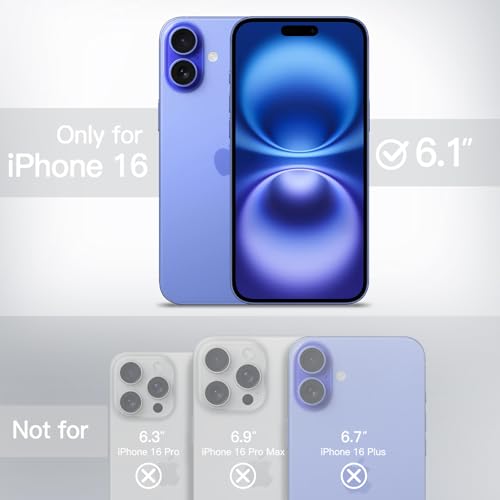 JETech iPhone 16 6.1インチ用 マグネット ケース MagSafeに対応 半透明のマット背面 薄型 耐衝撃 カバー (ウルトラマリン)