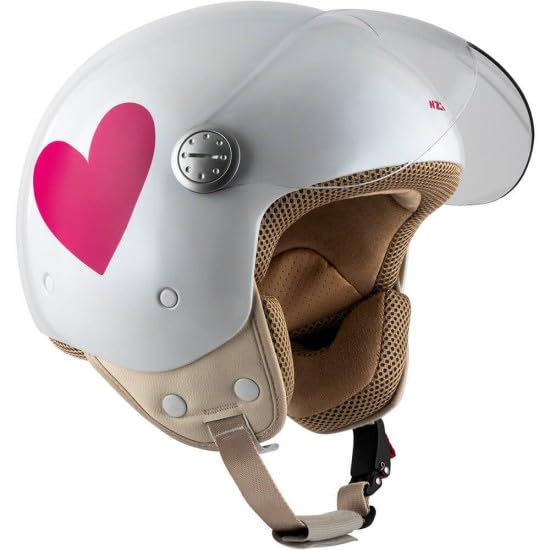 Casco Abierto Edicion Especial Ruiz - Blanco con Corazon Rosa T-XS