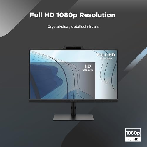 Image of ViewSonic VG2441V 24 Inch 1080p Monitor, IPS Display with Windows Hello, Built-in Microphone, and IR 5MP Webcam for Smooth Video Conferencing, Advanced Ergonomics, USB-C, HDMI, and DisplayPort Inputs