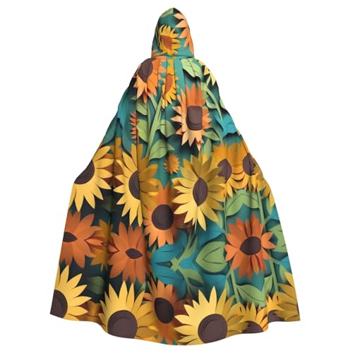 Cape à capuche tournesol pour adulte et femme grand modèle imprimé