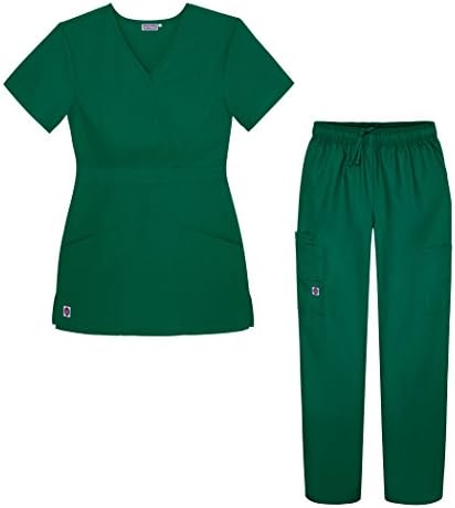 SivvanScrubs For Women - Mock Wrap & Cargo Pants Scrub Set