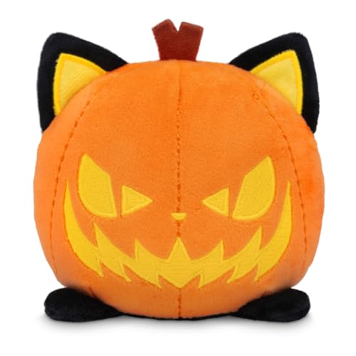 TeeTurtle Glow in The Dark Jack-O-Lantern Cat 4' Plushie - Halloween - Cute Kawaii Spooky Stuffed Animal