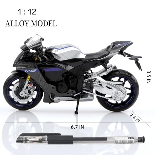 TOKAXI 1/12 Maßstab Yamaha YZF-R1M Diecast Spielzeugmotorräder, Yamaha Motorradmodell, R1 Motorrad-Spielzeug Geschenke für Jungen und Mädchen