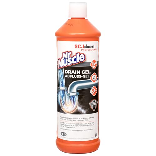 Mr Muscle Drain Gel - Heavy Duty Drain Unblocker - Löst hartnäckige Verstopfungen - Funktioniert 3x besser als Bleichmittel - Sicher für alle Rohre - 1L Flasche