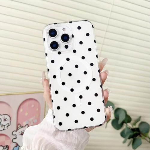 Coque rigide transparente iPhone 13 protection TPU motif pois noir