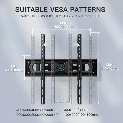 PERLESMITH Full Motion TV Wall Mount for 26-65 inch TVs, TV Mount up to 99lbs Max VESA 400x400mm, Wall Mount TV Bracket with Dual Articulating Arms Swivel Tilt Extension Fits 8″/16″ Wood Studs, PSMFK4 by PERLESMITH - Image 2