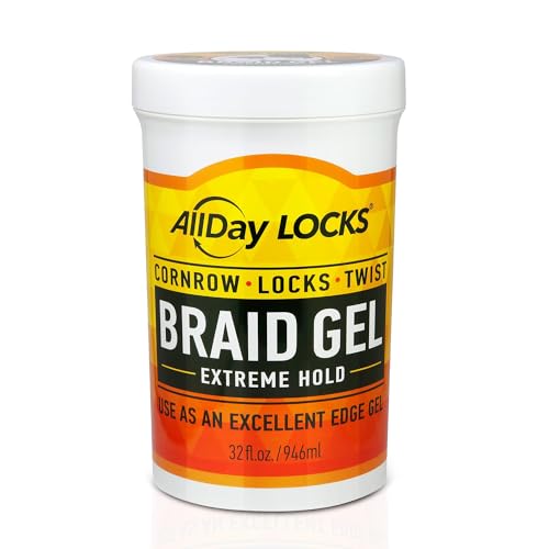 AllDay Locks Braid Gel Extreme Hold, Moisturizing Edge Control, 32 Oz Jar