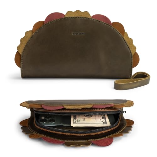 Image of Hide & Drink, Multipurpose Taco Shape Wallet, Make Up Organizer, Cash Holder, Earphones Case, Money Organizer, Full Grain Leather, Handmade Travel Accessories, Veggie