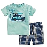 Jobakids Boys Clothes Short Sleeve T-Shirt and Pants 2 Pieces Set Toddler Summer Outfits Cotton 5T