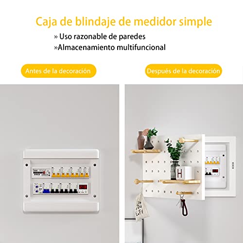 Couvercle boîte électrique décorative vide vertical avec panneau perforé bois et étagère - 5