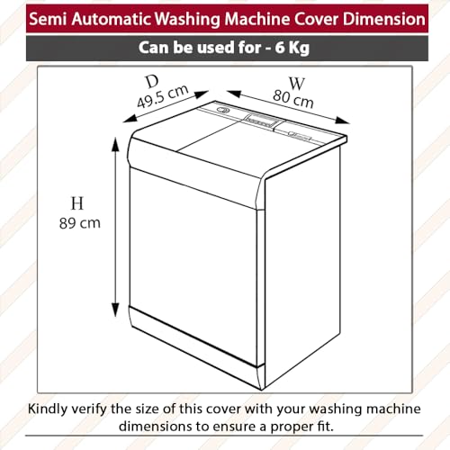 Image of The Furnishing Tree Polyester Waterproof Semi Automatic Washing Machine Cover Suitable for LG 6 Kg, Dimension DxWxH In Cms: ( 49.5x80x89 ), Basketweave Pattern Multicolor