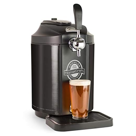 Homecraft Black Stainless Steel Easy-Dispensing Tap Mini Kegerator Cooling System, Includes Reusable Growler, CO2 Cartridges, Removable Drip Tray & Cleaning Kit, Beer Fresh For 30 Days, 5-liter