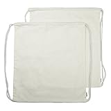Augbunny 100% Cotton Canvas Drawstring Backpack Gym Sackpack 2-Pack