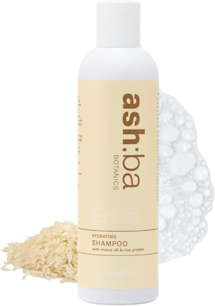 Ashba Botanics Hydrating Shampoo Straight,Wavy,Curly & Coily Hair|Curly Hair Shampoo Men & Women|Monoi Oil,Macadamia Oil,Green Tea Extract & Rice Protein|Hydrates,Balances Oil (Pack Of 1,237Ml)